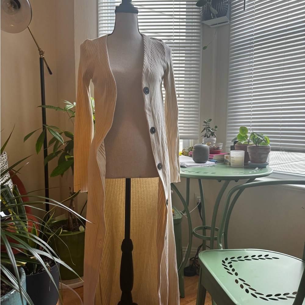 Elegant Cream Long Cardigan